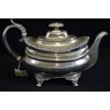 George IV silver teapot, maker TJ, London 1823, 28cm wide,  gross weight 668 grams