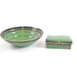 Carltonware 'Vert Royale' bowl & box, bowl diameter 23cm, box 14cm width