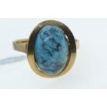 9ct gold & turquoise stone ring, size N1/2, 3.71 grams