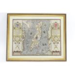 Speed, John (1552-1629), a coloured map of The Isle of Man, dated 1610, 1st edition, double sided mo