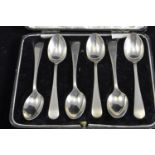 Cased set of six silver teaspoons, maker S LD, Birmingham 1927, gross weight 74 grams