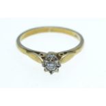 Gold & diamond ring, marks rubbed but tests positive for 9ct gold, size L, 1.76 grams