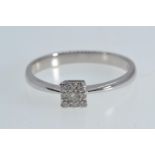9ct white gold & diamond cluster ring, size R, 2.34 grams