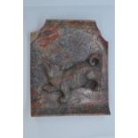Oriental carved animal on hardstone with scrolled ends 10.5x12cm