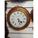 French & son. London wall clock with fusee movement, with pendulum and key, dia.28.5cm x d13.5cm