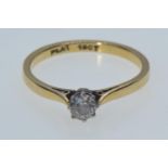 18ct gold, platinum & diamond solitaire ring, approx. 0.33 carat, size P, 2.6 grams