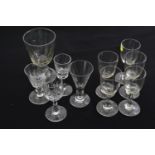 Collection of 19th century & later liqueur glasses, including five matching, & a rummer
