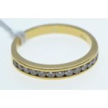 18ct gold & diamond half hoop ring, size O1/2, 3.2 grams