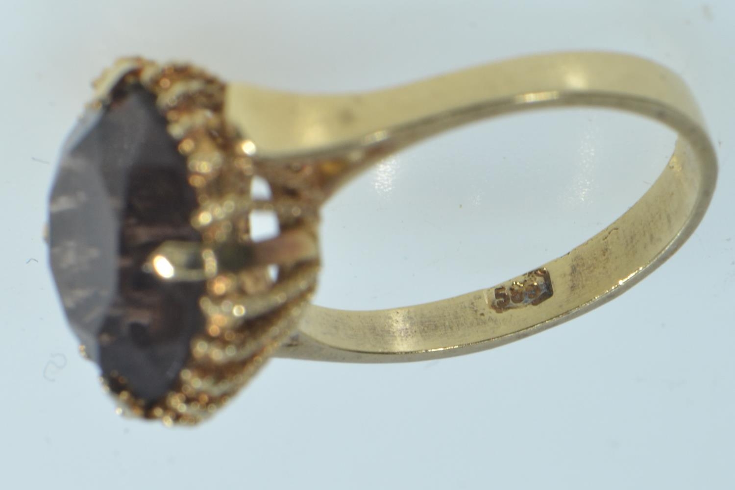 14ct gold & smoky quartz ring, size N, 4.6 grams  - Image 3 of 4