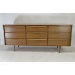 Mid Century 9 drawer sideboard. W183cm D46cm H78cm