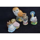 Three Beswick Beatrix Potter figures inc. Tailor of Gloucester, Jemima Puddleduck and Huncamunca & a