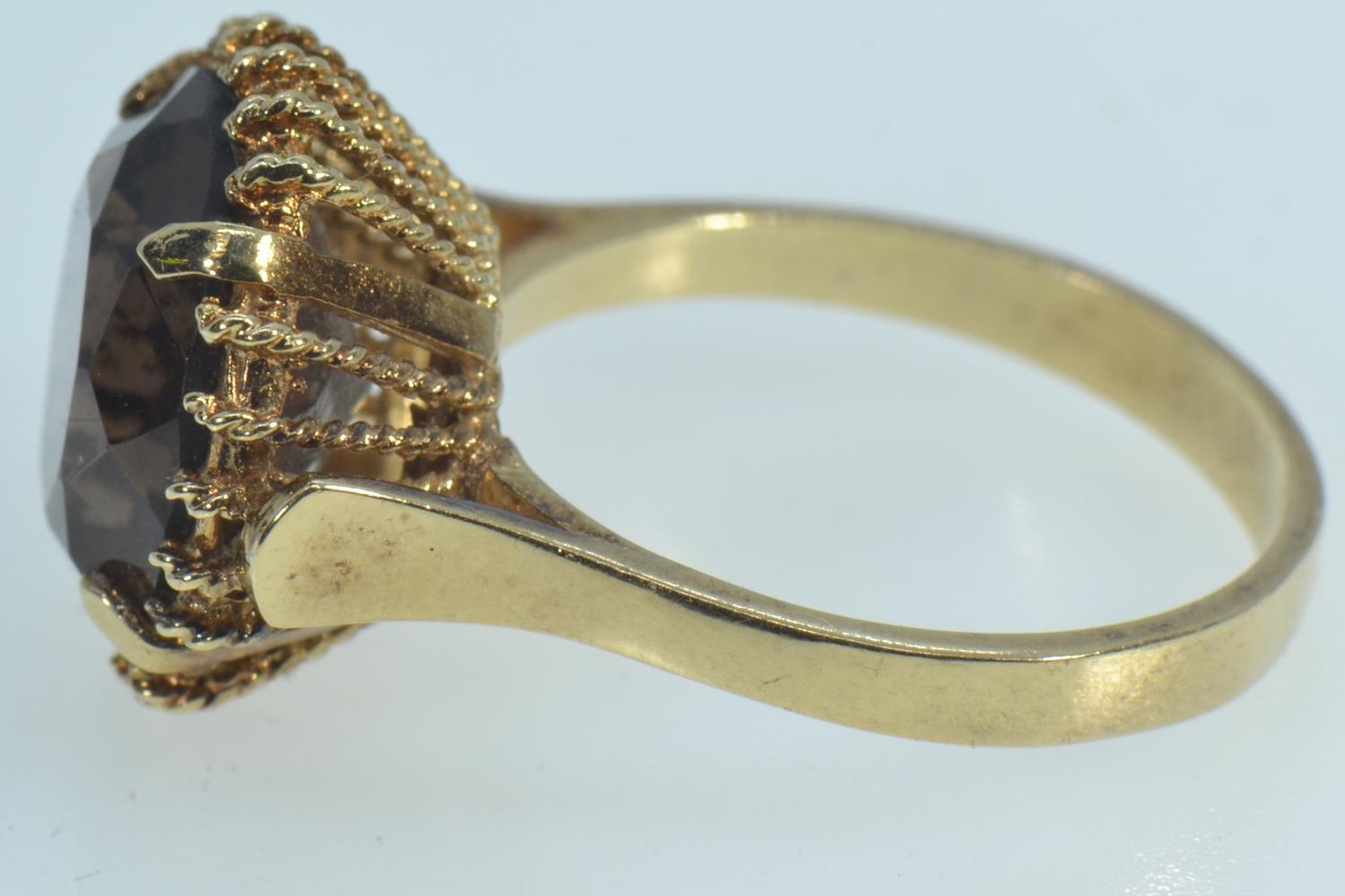 14ct gold & smoky quartz ring, size N, 4.6 grams  - Image 2 of 4
