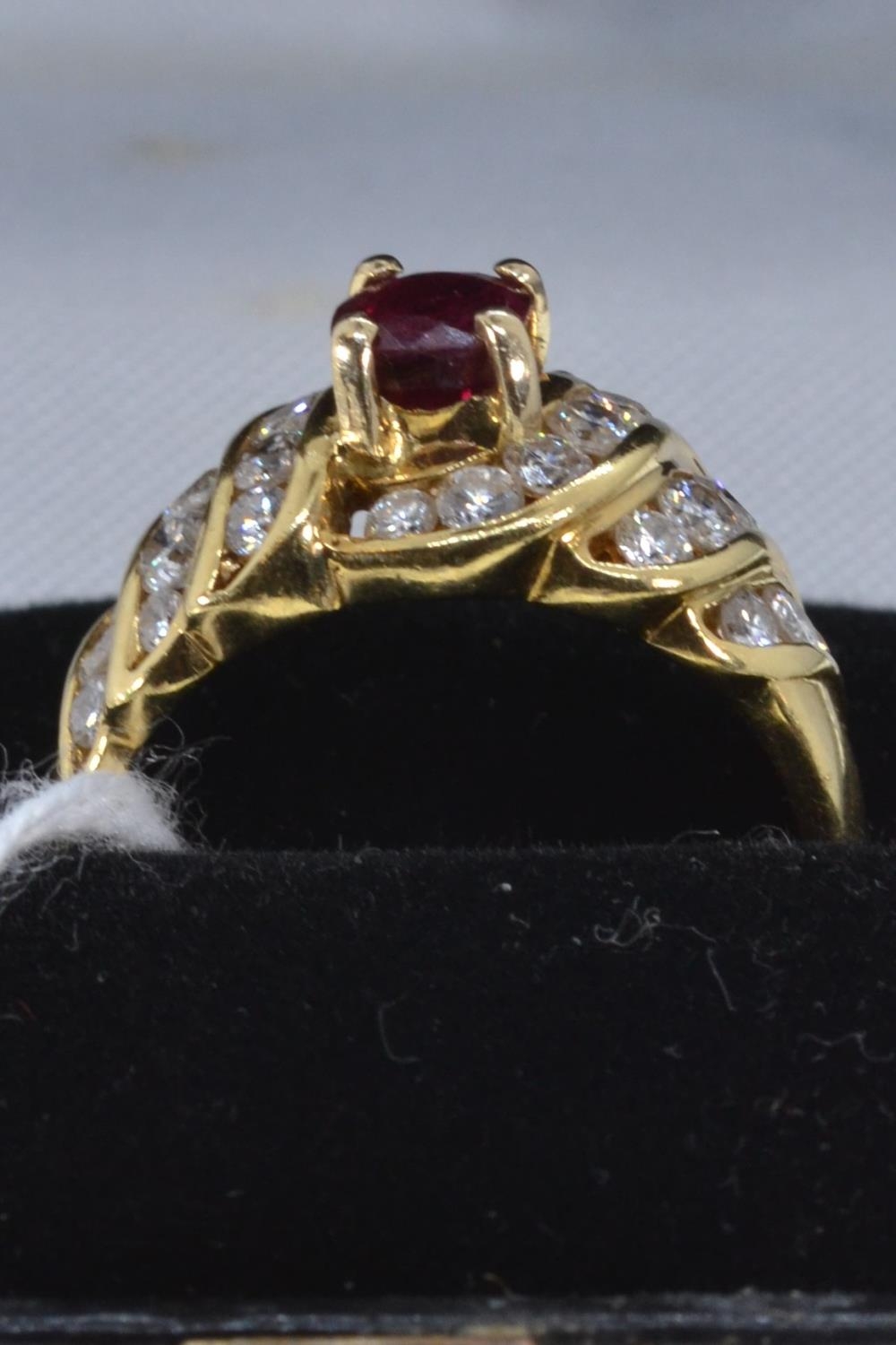 18ct gold, ruby & diamond ring, size P1/2, 6.72 grams  - Image 4 of 4