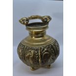 Brass oriental pot with cobra handle H14.5 Dia12.5cm