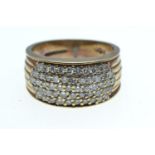 9ct gold & diamond pavé-set dress ring, stated to weight 1.00 carat, size N, 5.92 grams