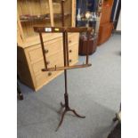 Antique adjustable height music stand with reeded pedestal, total height 133.5cm