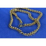 9ct gold rollerball neck chain, circumference 455mm, 43.63 grams