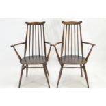 2x Ercol 369A Windsor Goldsmith armchairs. Traditional/dark finish.