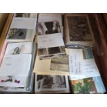 Box of various vintage world postcards bundled in order