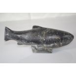 Canadian Eskimo Art carving of a fish, signed to base, 15cm long x 6cm high