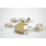 Five 925 silver trinket/snuff boxes, including one stone set to lid, gross weight 36.7 grams, togeth