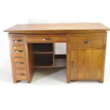 Rosewood desk with drawers and a cupboard W150 D72 H84cm