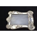 Silver photo frame, Chester, hallmarks rubbed, overall 17x21cm, missing stand