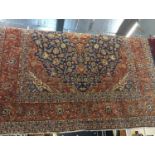 Tabriz central medallion rug with shades of blue & red, 3x4.3m