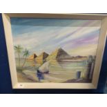 Oil on board of the pyramids, signed C H Pace. 54cm x 44cm