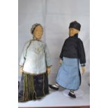 Pair of wooden 'Door of Hope Mission' style dolls. Lady and gentleman with finely carved features, p