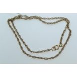 9ct gold rope neck chain, circumference 470mm, 4.19 grams