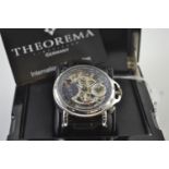 Theorema GM-103 world time stainless steel gents watch, circa 2014, with skeleton dial & exhibition