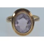 9ct gold & pink stone ring, size P1/2, 4.2 grams