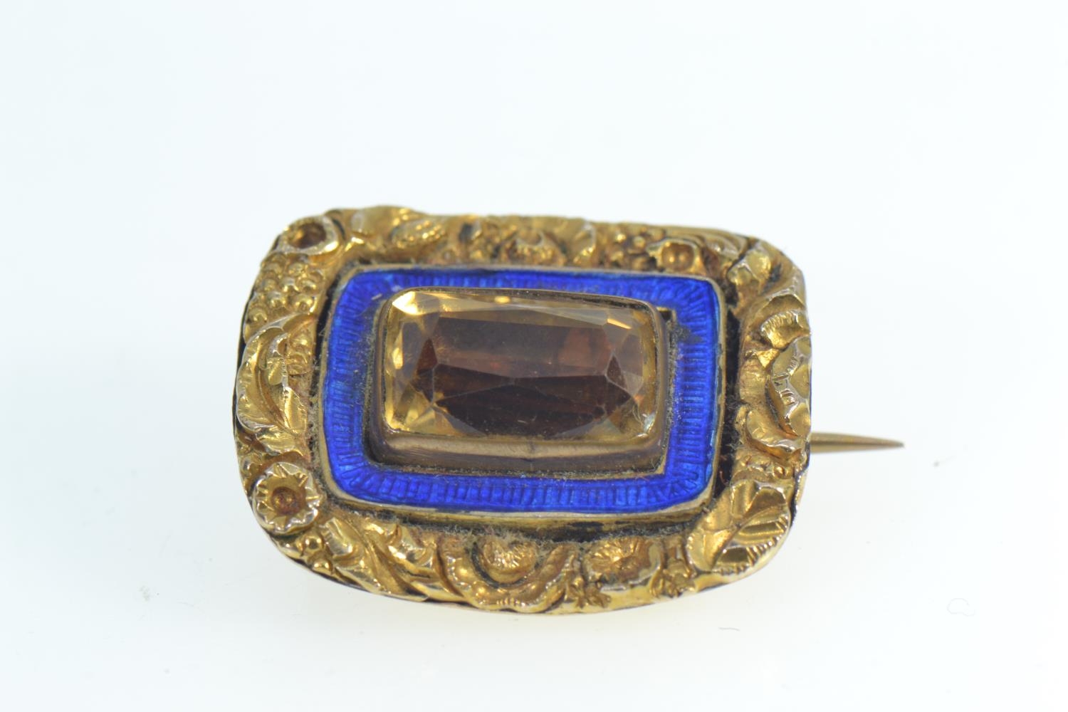 9ct gold, sapphire & diamond half hoop ring, size P, 2 grams, together with a Georgian yellow metal  - Image 5 of 5
