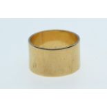 Yellow metal wide band ring, tests positive for 9ct gold, size R, 7.79 grams