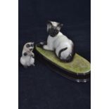 Beswick Siamese cat, w29cm x d19cm x h14cm, & a Goebel Siamese kitten