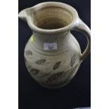 Large studio salt glazed jug, ht. 32cm dia.20cm