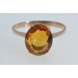 Yellow metal & citrine ring, tests positive for 9ct gold, size K1/2, 1.74 grams