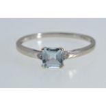 9ct white gold, aquamarine & diamond ring, size O1/2, 1.38 grams