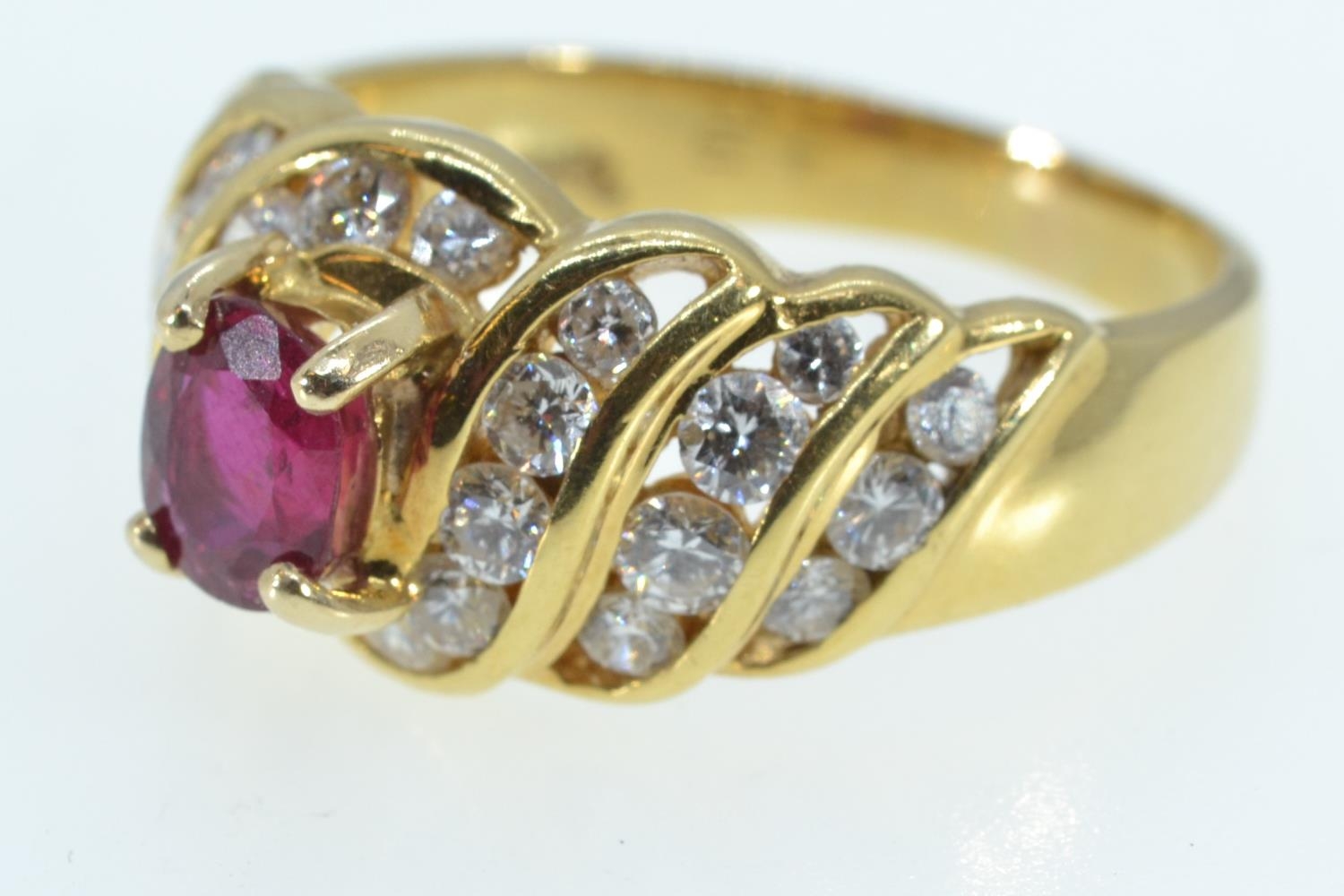 18ct gold, ruby & diamond ring, size P1/2, 6.72 grams  - Image 2 of 4