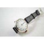 Ladies 935 silver cased watch, case diameter 32mm, on a later strap