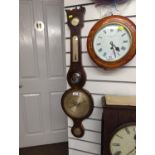 Dymond Callington banjo barometer with convex mirror and thermometer, length 94cm x width 26cm