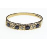 9ct gold half eternity ring set with diamonds & sapphires, size M/N, 1.3 grams