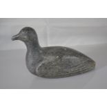 Inuit carving of a bird with marks to base inc. E-G-1768, total length 17cm, height 12cm