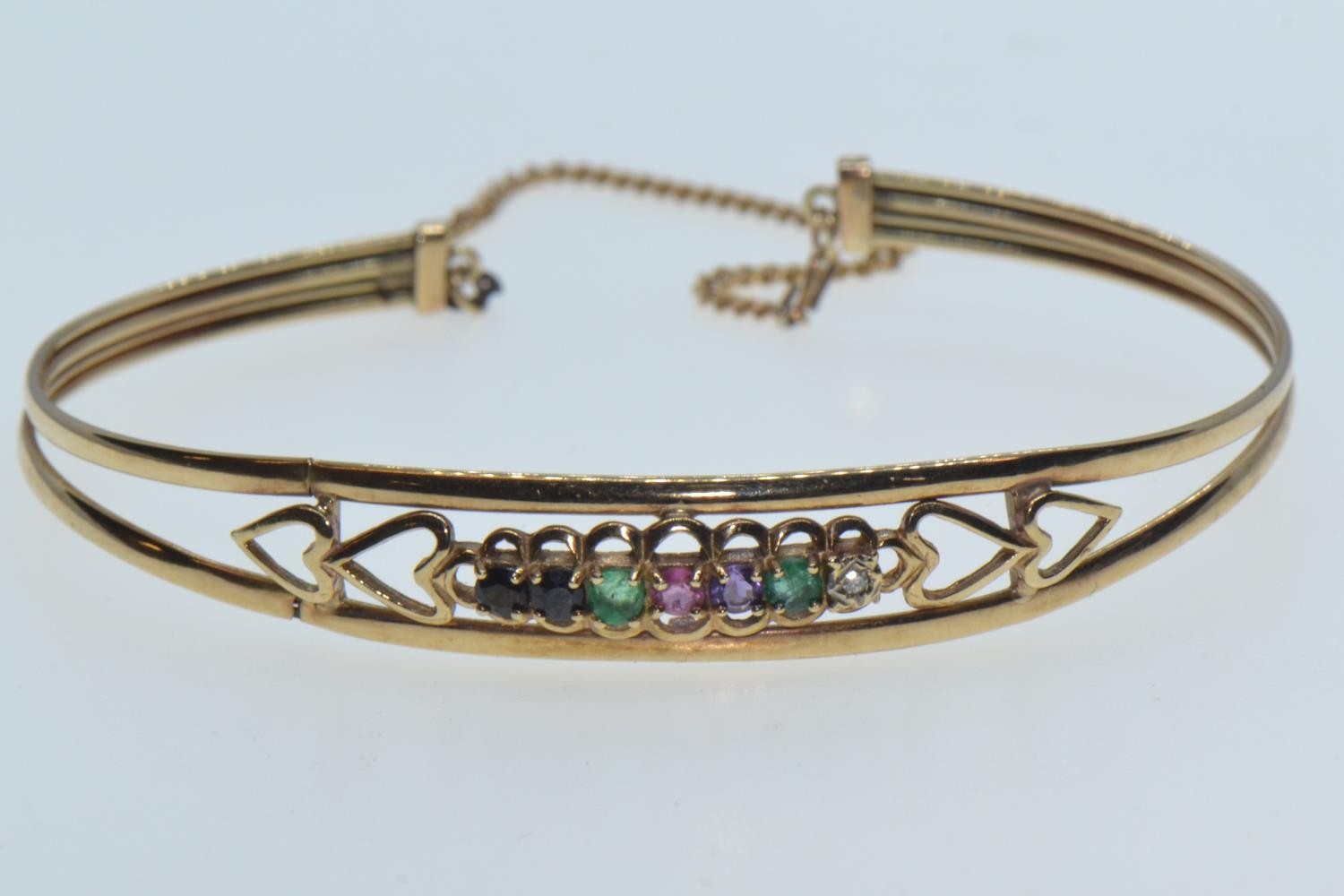 Scrap yellow metal & multi-gem set cuff bracelet, 5.89 grams 