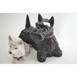 2 x vintage whisky advertising Scottie dogs, inc. one large black & one metal white A/F