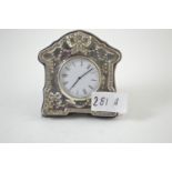 Silver mounted mantle clock, maker KF Ld, London 1991, height 9cm