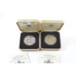 Two cased Royal Mint 1980 The Queen Mother's 80th birthday silver proof commemorative crowns