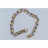 9ct bi-colour gold anchor link bracelet, circumference 220mm, 17.4 grams
