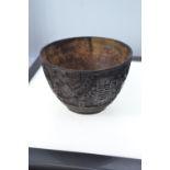 Carved oriental coconut tea bowl